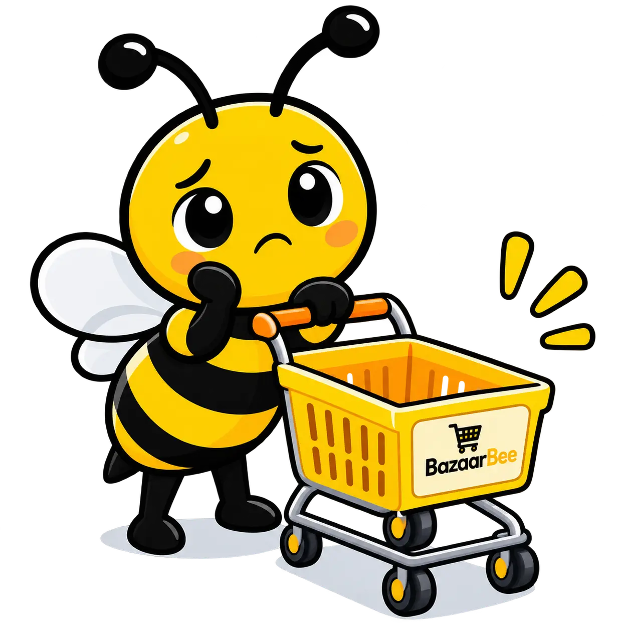 BazaarBee mascot — empty cart